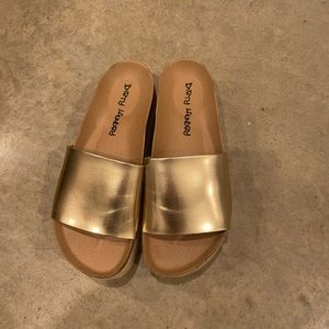 Dirty laundry gold platform slides- espadrille